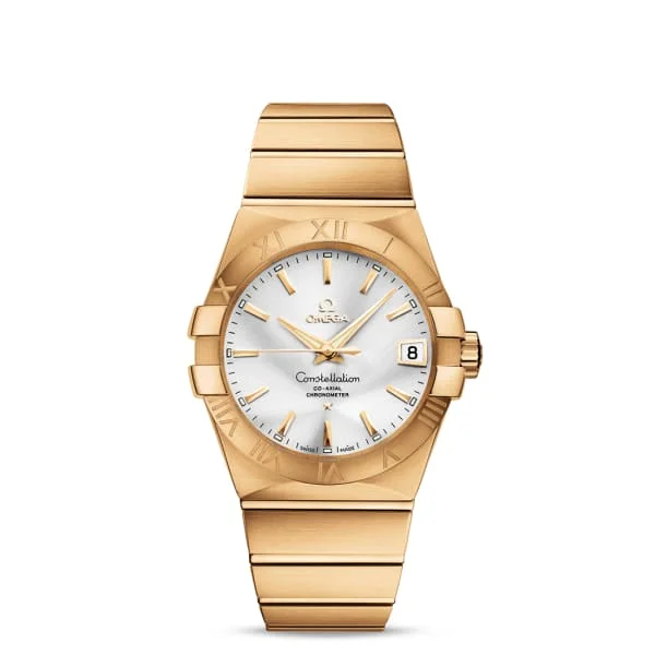 Find Omega Watches for Every Lifestyle –Omega Constellation 38mm Watch - Ref: 123.50.38.21.02.002 - Silver Index Dial, 18K Yellow Gold Bracelet