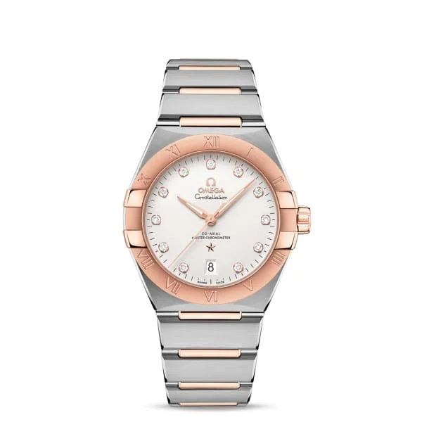 Find Omega Watches for Classic Luxury –Omega Constellation 39mm Watch - Ref: 131.20.39.20.52.001 - Silver Diamond Index Dial & 18K Rose Gold Bezel, Two Tone Stainless Steel & 18K Rose Gold Bracelet