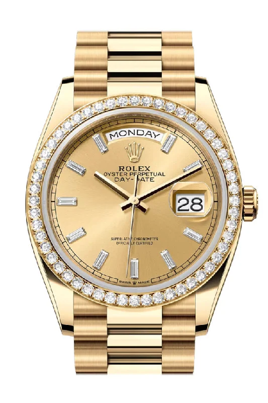 Rolex Watches: Built for the Elite –Rolex Day Date 36mm Champagne Diamond Dial Diamond Bezel Yellow Gold President Bracelet 128348RBR