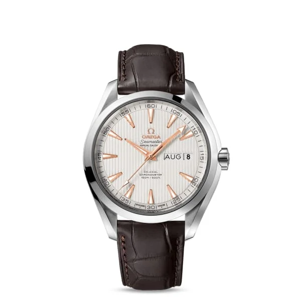 Explore Omega Watches for Lasting Elegance –Omega Seamaster 43mm Watch - Ref: 231.13.43.22.02.003 - Silver Index Dial, Brown Leather Strap