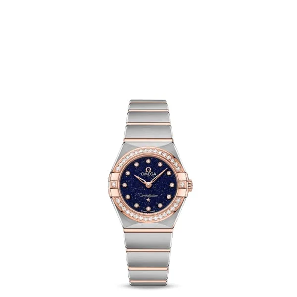 Omega Watches: Where Style Meets Performance –Omega Constellation 25mm Watch - Ref: 131.25.25.60.53.002 - Blue Diamond Index Dial & Diamond Bezel, Two Tone Stainless Steel & 18K Rose Gold Bracelet