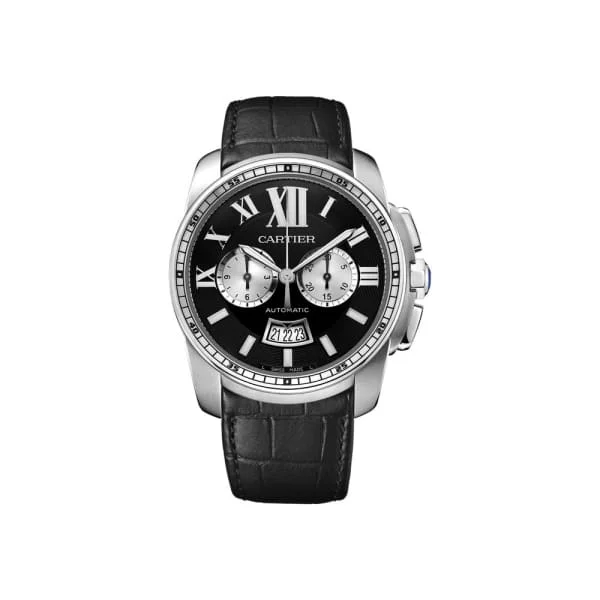 Find the Perfect Cartier Watch –Cartier Calibre de Cartier 42mm Watch - Ref: W7100060 - Black Roman Dial, Black Alligator Strap