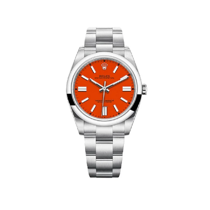 Find the Latest Rolex Models Here –Rolex Oyster Perpetual 126000 Stainless Steel Coral Red Dial