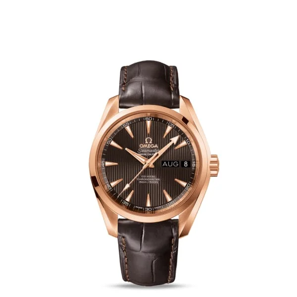 Discover the Best Omega Watches for Sale –Omega Seamaster 39mm Watch - Ref: 231.53.39.22.06.001 - Grey Index Dial in 18K Rose Gold Case, Brown Leather Strap