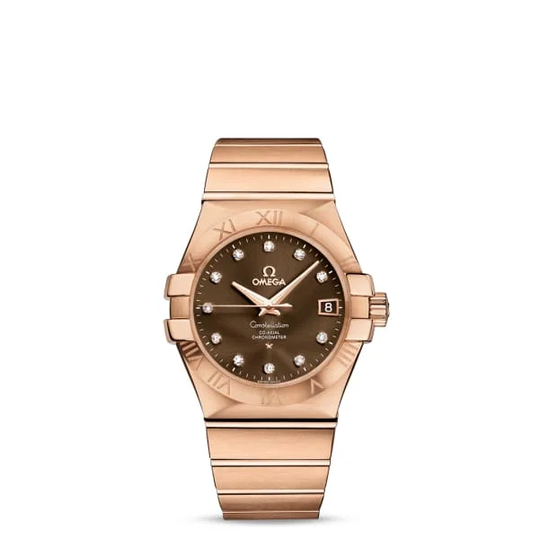 Omega Watches: Iconic Designs for the Watch Enthusiast –Omega Constellation 35mm Watch - Ref: 123.50.35.20.63.001 - Brown Diamond Index Dial, 18K Rose Gold Bracelet