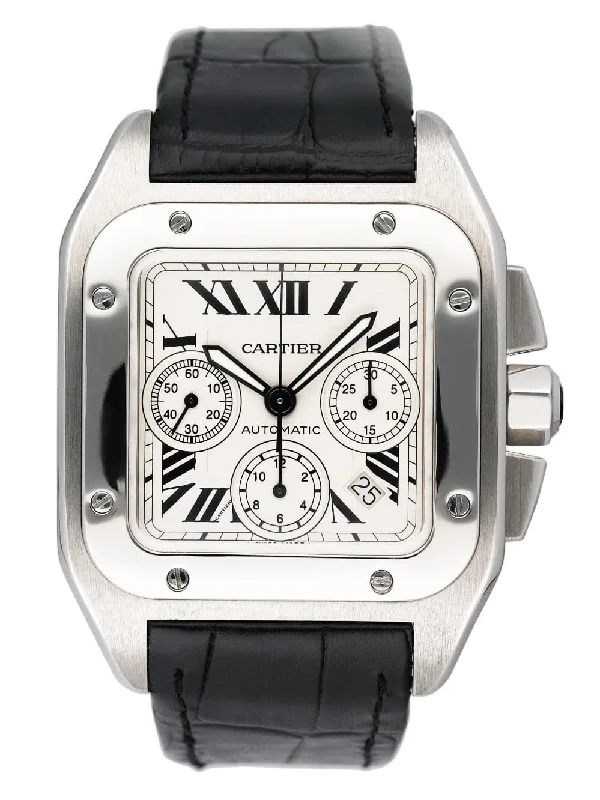 Shop Cartier Watches for Precision and Style –Cartier Santos-100 XL W20090X8 Chronograph Steel Mens Watch