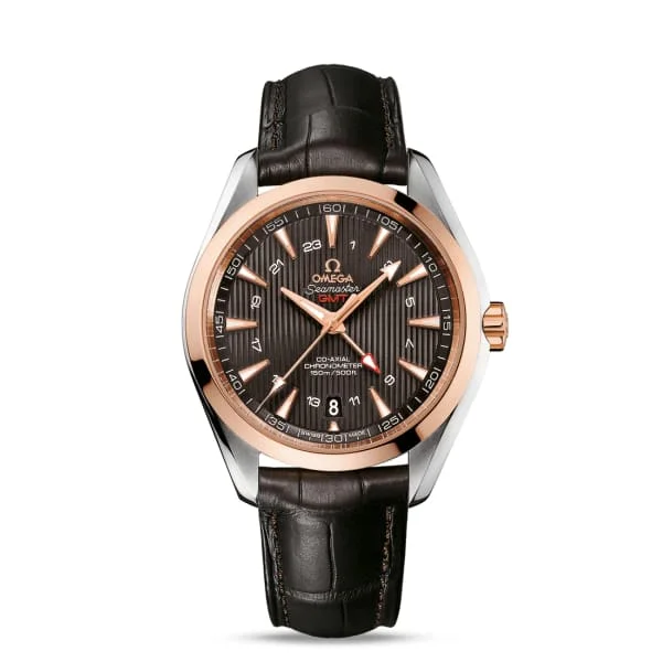 Discover Omega Watches with Exceptional Value –Omega Seamaster 43mm Watch - Ref: 231.23.43.22.06.001 - Grey Index Dial & 18K Rose Gold Bezel, Brown Leather Strap