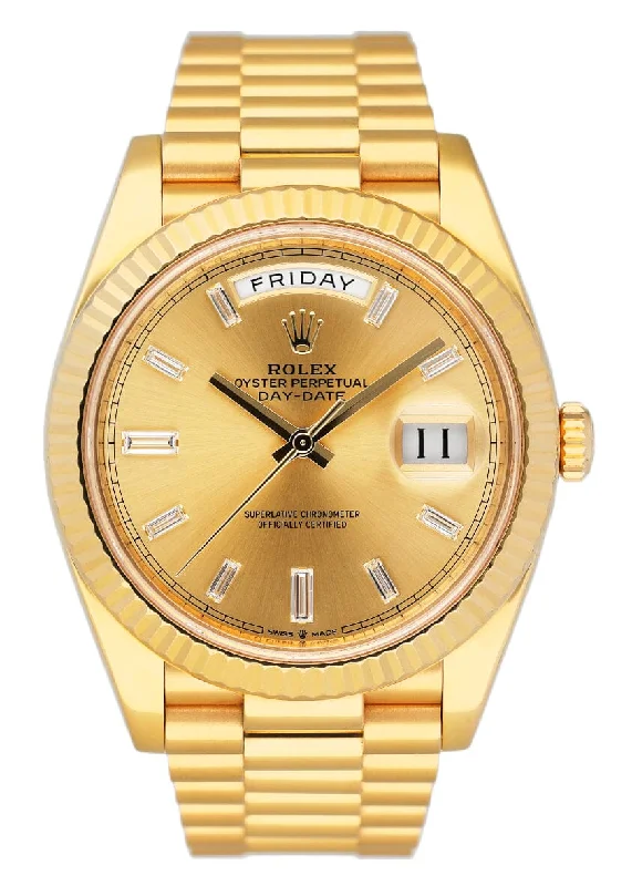 Find Iconic Rolex Watches for Every Wrist –Rolex Day-Date 228238 Diamond Champagne Dial Mens Watch Box Papers