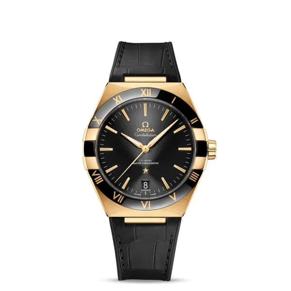 Discover Omega Watches with Legendary Craftsmanship –Omega Constellation 41mm Watch - Ref: 131.63.41.21.01.001 - Black Index Dial in 18K Yellow Gold Case, Black Leather Strap