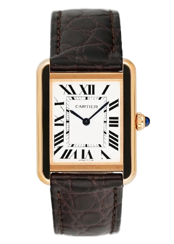 Shop Cartier Watches for Superior Craftsmanship –Cartier Tank Solo W5200024 18K Rose Gold Ladies Watch