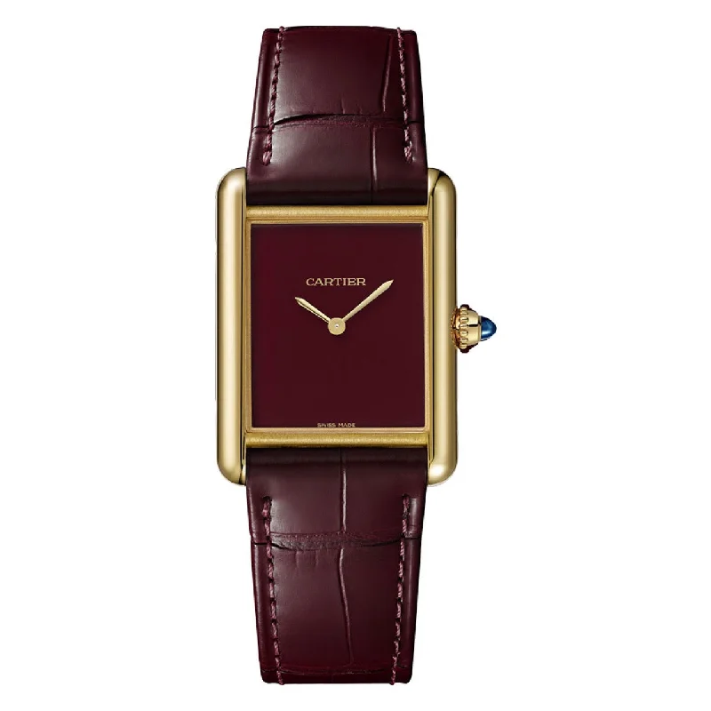 Discover the Beauty of Cartier Watches –Cartier Tank Louis 33.7mm Watch - Ref: WGTA0190 - Red Dial in 18K Yellow Gold Case, Burgundy Alligator Strap