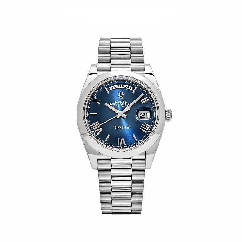 Timeless Rolex Timepieces Available Today –Rolex Day-Date 228206 Platinum Blue Dial (2022)