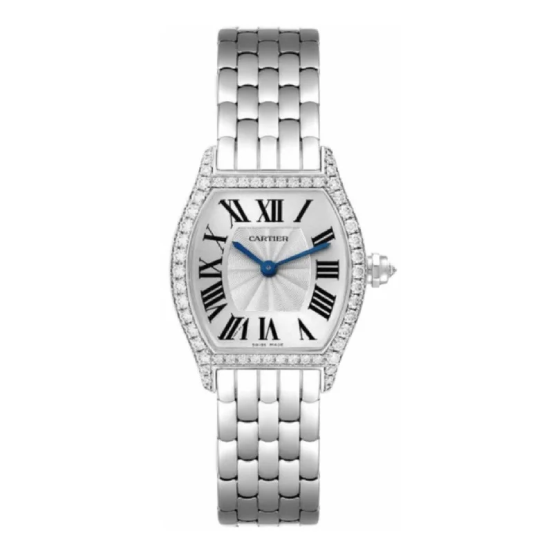 Discover the Latest in Cartier Watch Design –Cartier Cartier Tortue 24mm Women's watch - Ref: WA501011 - Silver Roman Dial, 18K White Gold Bracelet