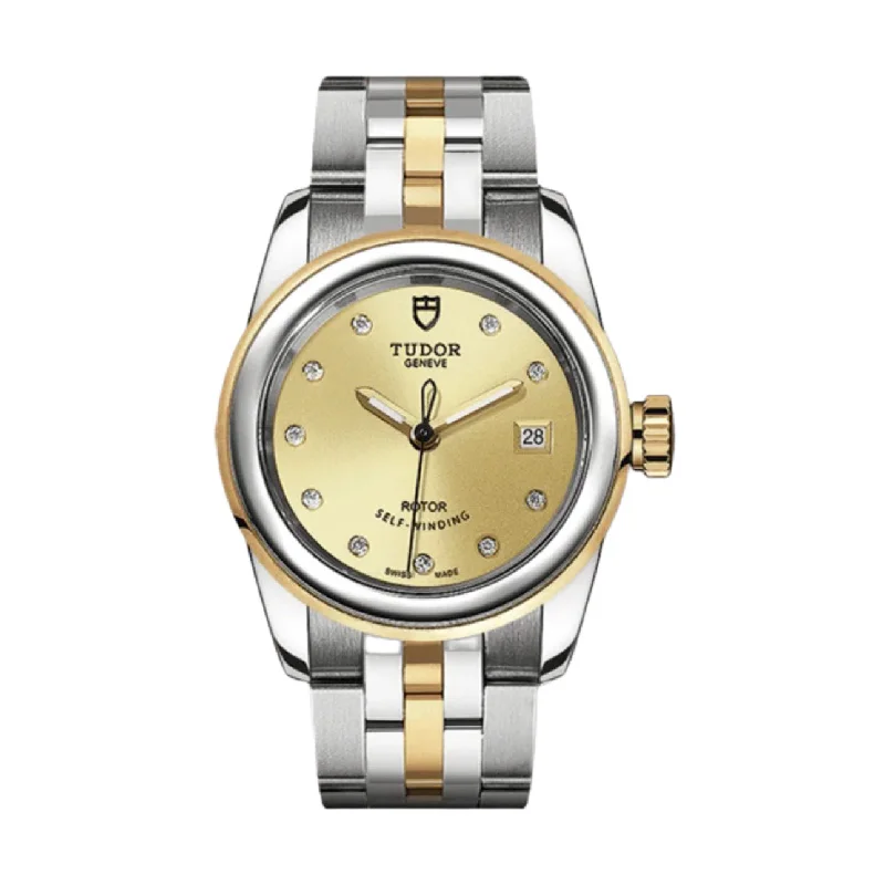 Tudor Watches: Designed for the Luxury Watch Enthusiast –Tudor Glamour Date 26mm | Steel and 18k yellow gold bracelet | Champagne Diamond dial | Ladies Watch M51003-0003