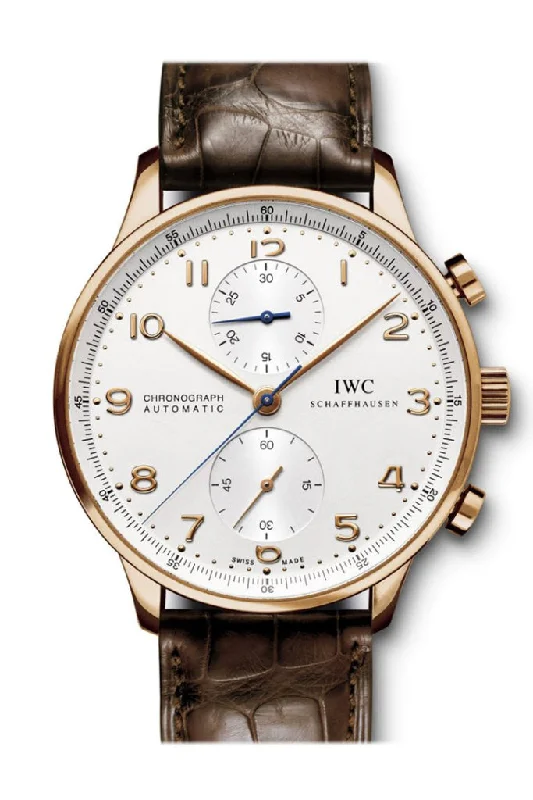 Find the Perfect IWC Watch –IWC Portuguese Silver Dial Chronograph Rose Gold Leather Automatic Men's Watch IW371480