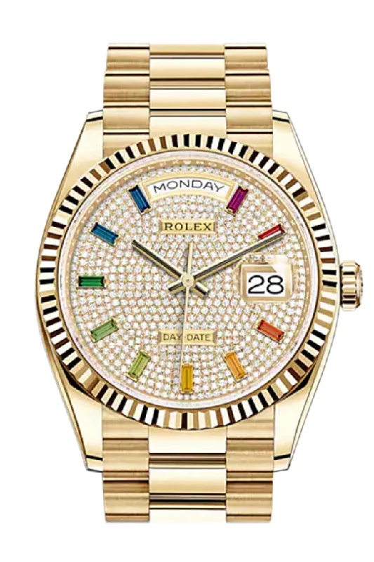 Find Rolex Watches for Timeless Luxury –ROLEX Day-Date 36 Diamond-Paved Diamond Dial 18K Yellow Gold Watch 128238