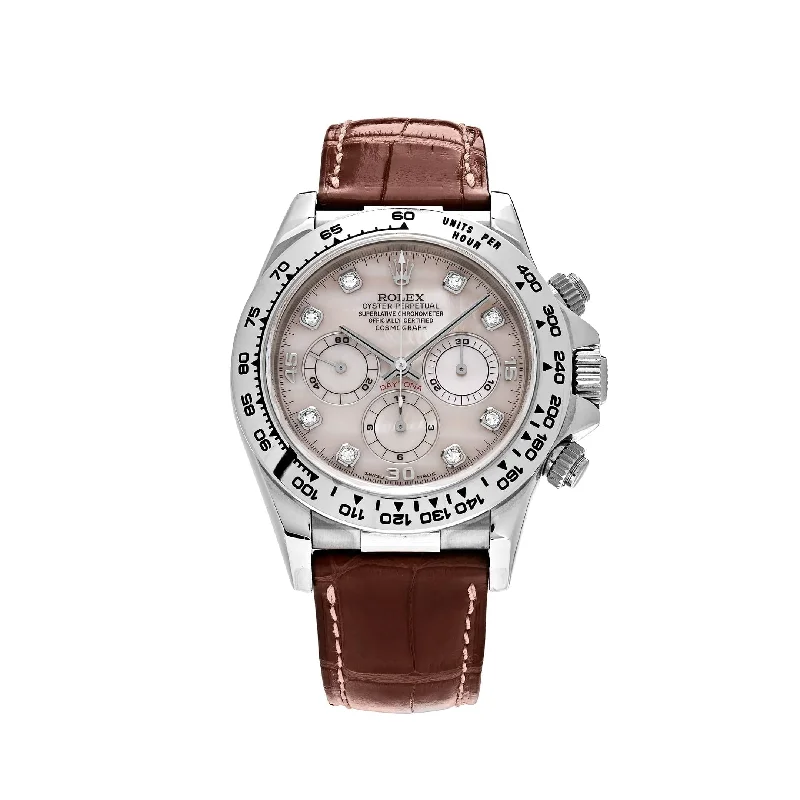 Discover Rolex Watches with Perfect Craftsmanship –Rolex Daytona 116519 White Gold Rose Mother of Pearl Diamond Dial