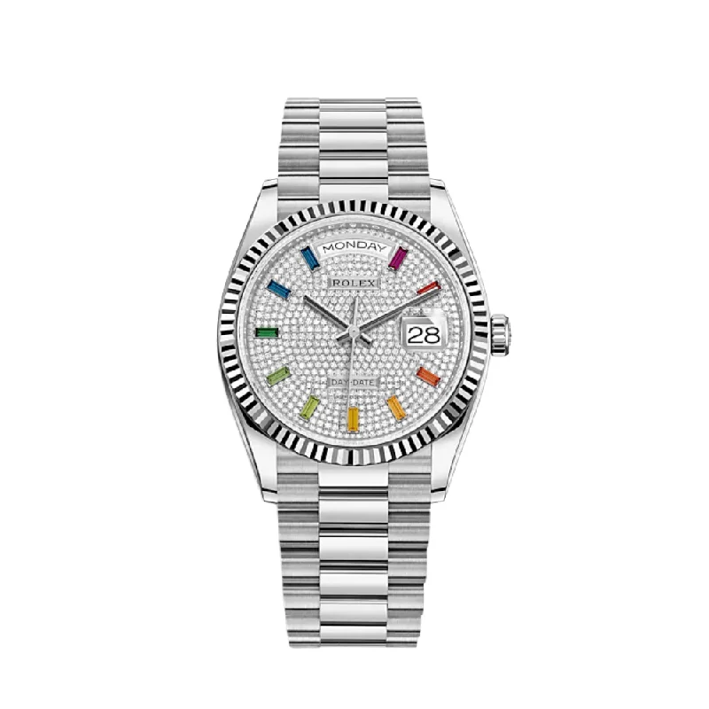 Rolex Watches with Unmatched Craftsmanship –Rolex Day-Date 128239 White Gold Diamond-Paved Dial