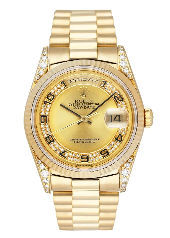 Shop Rolex Watches for Ultimate Style –Rolex Day-Date 18338 Diamond 18K Yellow Gold Mens Watch