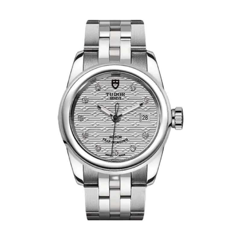 Tudor Watches: A Legacy of Swiss Timekeeping –Tudor Glamour Date 26mm | Stainless Steel bracelet | Silver jacquard Diamond dial | Ladies Watch M51000-0004