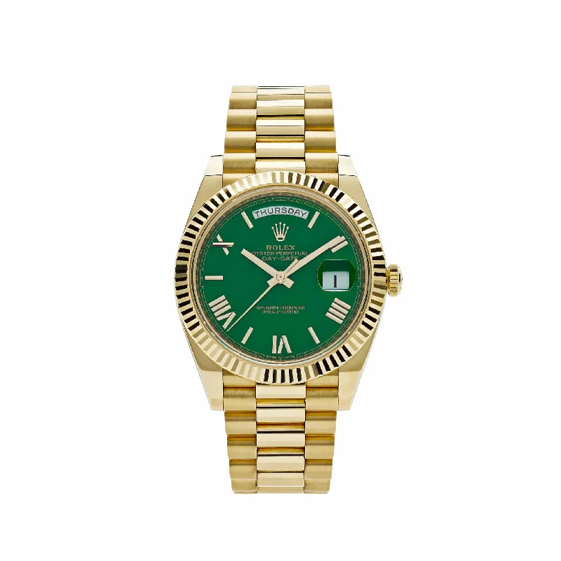 Rolex Watches with Unmatched Craftsmanship –Rolex Day-Date 228238 Yellow Gold Green Roman Numerals Dial (2023)