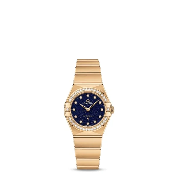 Omega Watches: Swiss Quality You Can Trust –Omega Constellation 25mm Watch - Ref: 131.55.25.60.53.001 - Blue Diamond Index Dial & Diamond Bezel, 18K Yellow Gold Bracelet