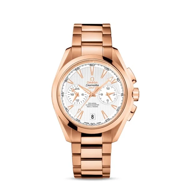 Omega Watches: Designed for the Sophisticated –Omega Seamaster 43mm Watch - Ref: 231.50.43.52.02.001 - Silver Chronograph Index Dial, 18K Rose Gold Bracelet