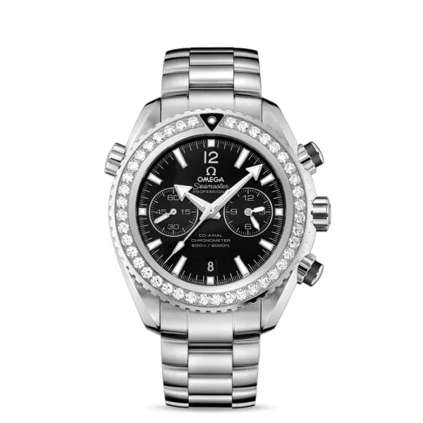 Shop Omega Watches for Iconic Swiss Designs –Omega Seamaster 46mm Watch - Ref: 232.15.46.51.01.001 - Black Chronograph Index Dial & Diamond Bezel, Stainless Steel Bracelet