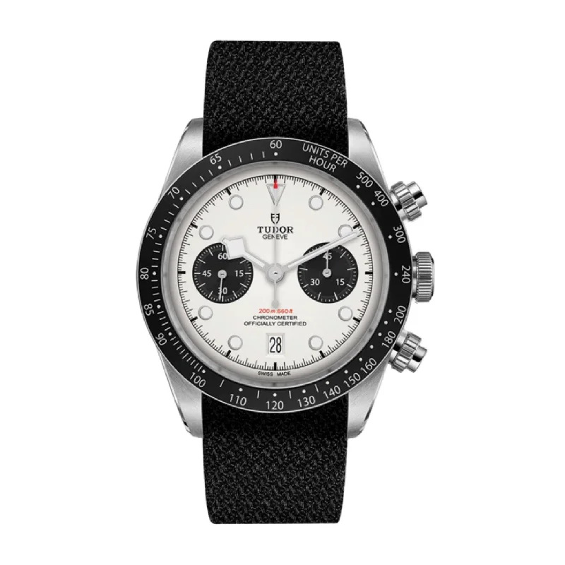 Shop Tudor Watches for Timeless Quality and Value –Tudor Black Bay Chrono 41mm | Black fabric strap | Opaline Dial | Men's Watch ref. M79360N-0008