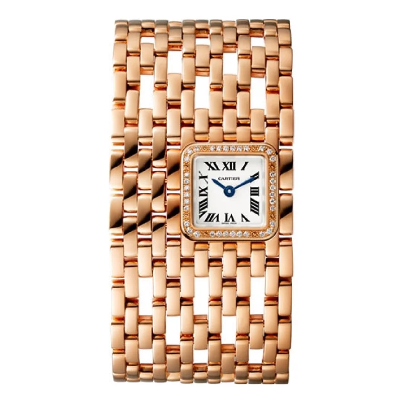 Cartier Watches: A True Symbol of Elegance –Cartier Panthere de Cartier 22mm Women's watch - Ref: WJPN0022 - Silver Roman Dial & Diamond Bezel, 18K Rose Gold Bracelet