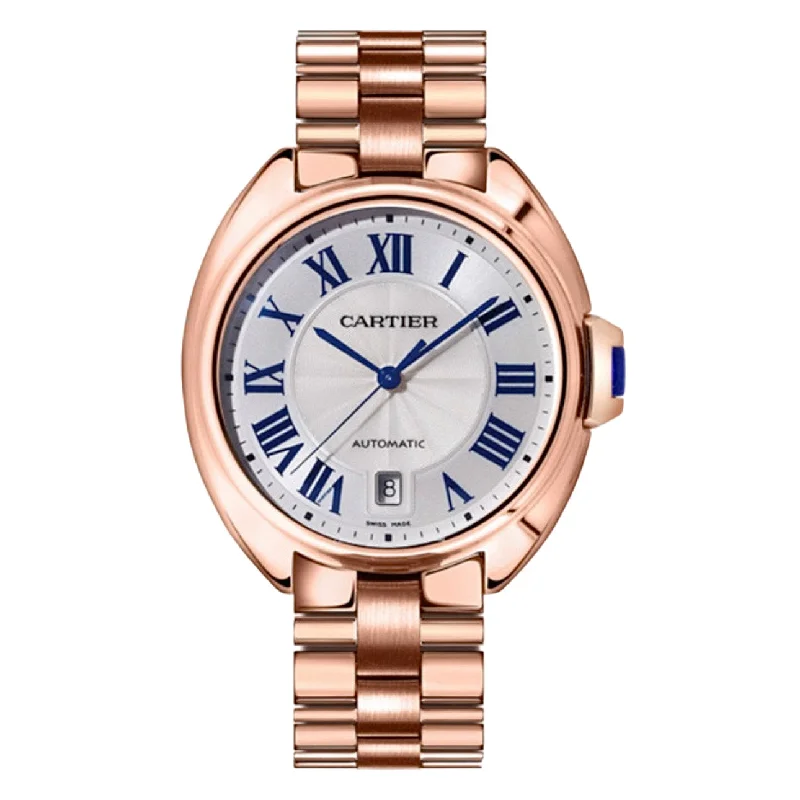 Discover Cartier Watches with Exceptional Craftsmanship –Cartier Cle de Cartier 40mm Watch - Ref: WGCL0002 - Silver Roman Dial, 18K Rose Gold Bracelet