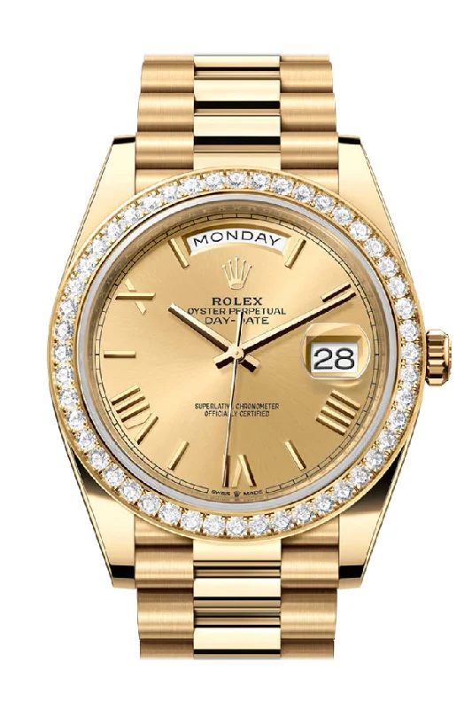 Explore Rolex Watches for Iconic Design –Rolex Day-Date 40 Champagne Roman Dial Yellow Gold President Men's Watch 228348RBR