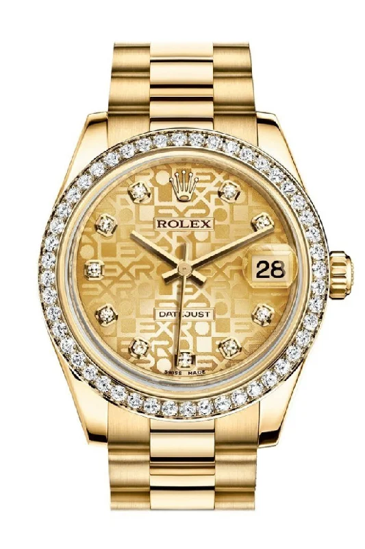 Find Rolex Watches That Fit Your Style –Rolex Datejust 31 Champagne Diamond Dial Diamond Bezel 18K Yellow Gold President Ladies Watch 178288 Pre-owned