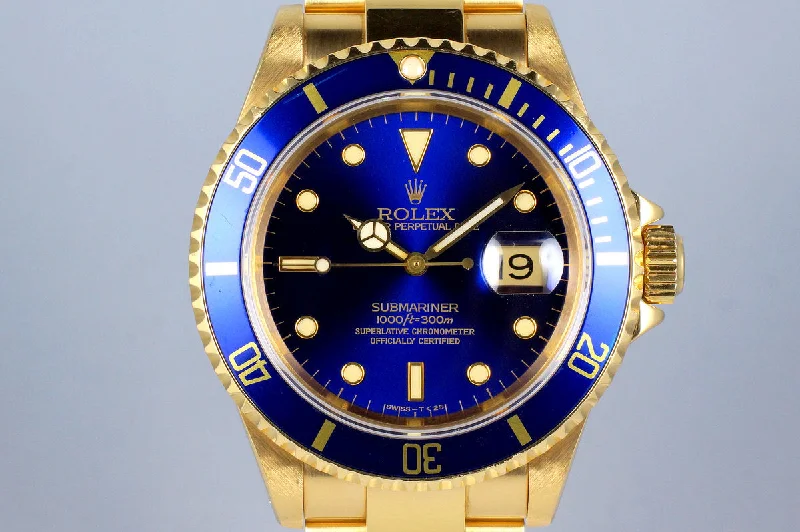 Shop Rolex Datejust Watches –1991 Rolex YG Submariner 16618 Blue Dial