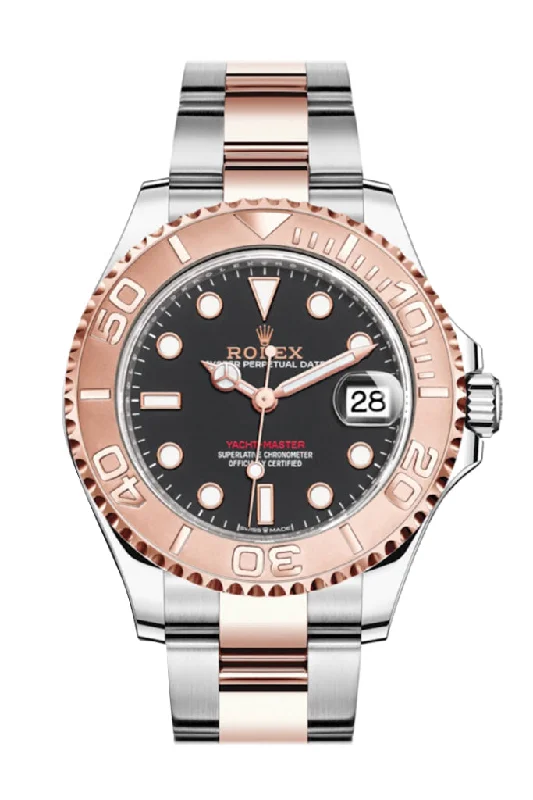 Rolex Watches: Masterpieces of Swiss Craftsmanship –Rolex Yacht-Master 37 Black Dial Automatic Men's Steel and 18K Everose Gold Oyster Watch 268621