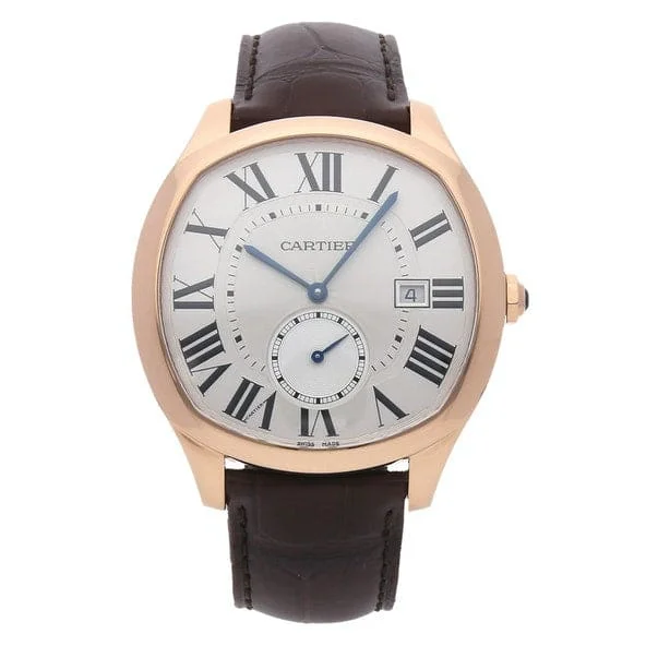 Cartier Watches: Designed for the Luxury Enthusiast –Cartier Drive de Cartier 40mm Watch - Ref: WGNM0003 - Silver Roman Dial in 18K Rose Gold Case, Brown Alligator Strap