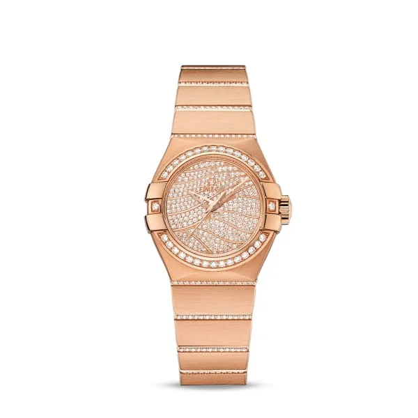 Omega Watches: Designed for the Elite Collector –Omega Constellation 27mm Watch - Ref: 123.55.27.20.55.006 - 18K Rose Gold Pave Diamond Dial, 18K Rose Gold Diamond Bracelet