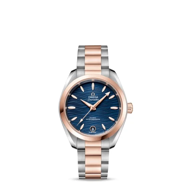 Discover the Timeless Charm of Omega Watches –Omega Seamaster 34mm Watch - Ref: 220.20.34.20.03.001 - Blue Index Dial, Two Tone Stainless Steel & 18K Rose Gold Bracelet