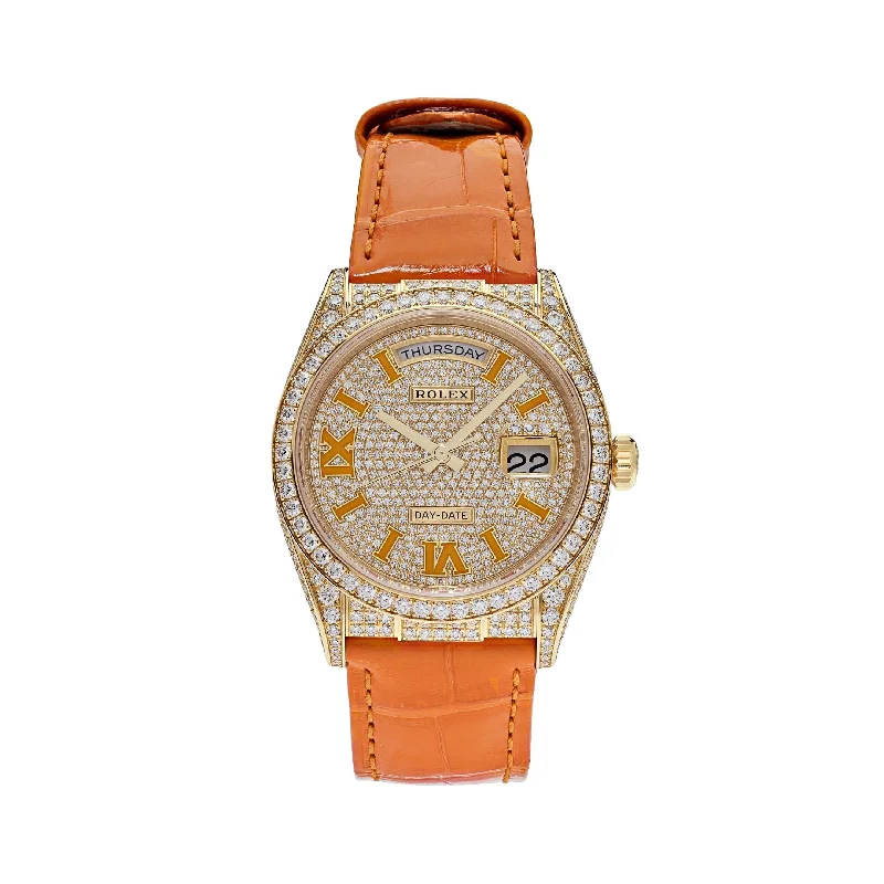 Find Iconic Rolex Timepieces Today –Rolex Oyster Perpetual Day Date 128158RBR Yellow Gold Diamond Set