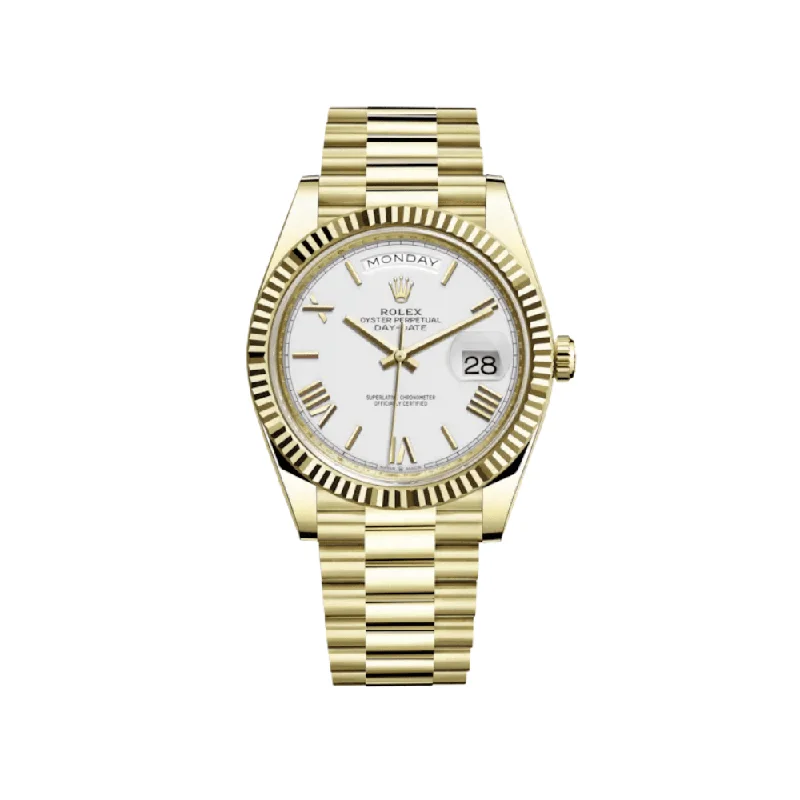 Shop for Rolex Watches with Confidence –Rolex Day-Date 228238 Yellow Gold White Dial