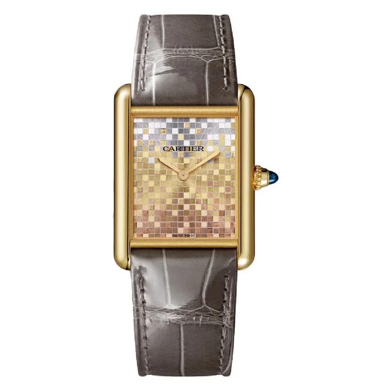 Find the Best Cartier Timepieces for Every Taste –Cartier Tank Louis 33.7mm Watch - Ref: WGTA0175 - Three Gold-Brushed Dial in 18K Yellow Gold Case, Brown Alligator Strap