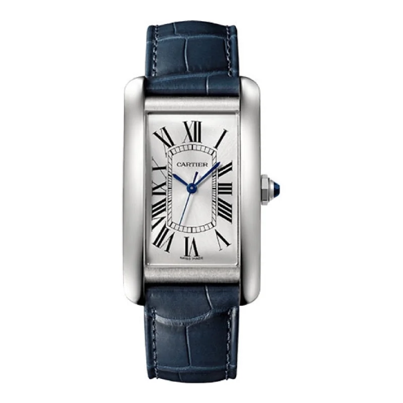 Discover Cartier Watches with Exceptional Craftsmanship –Cartier Tank Americaine 45.1mm Watch - Ref: WSTA0045 - Silver Roman Dial, Stainless Steel Bracelet