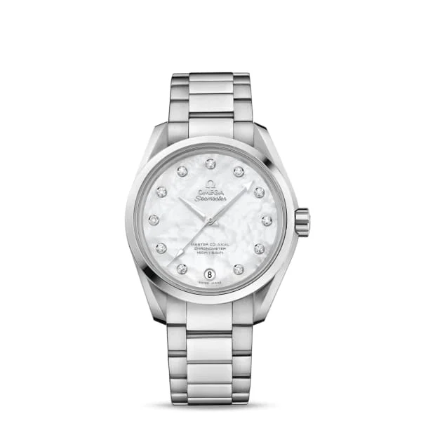 Explore Omega Watches for Precision Timekeeping –Omega Seamaster 39mm Watch - Ref: 231.10.39.21.55.002 - White Mother of Pearl Diamond Index Dial, Stainless Steel Bracelet