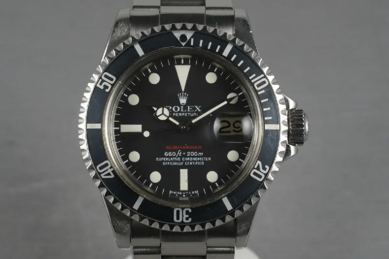 Luxury Rolex Watches for Collectors –1972 Rolex Red Submariner 1680 Mark V with Faded Fat Font Insert