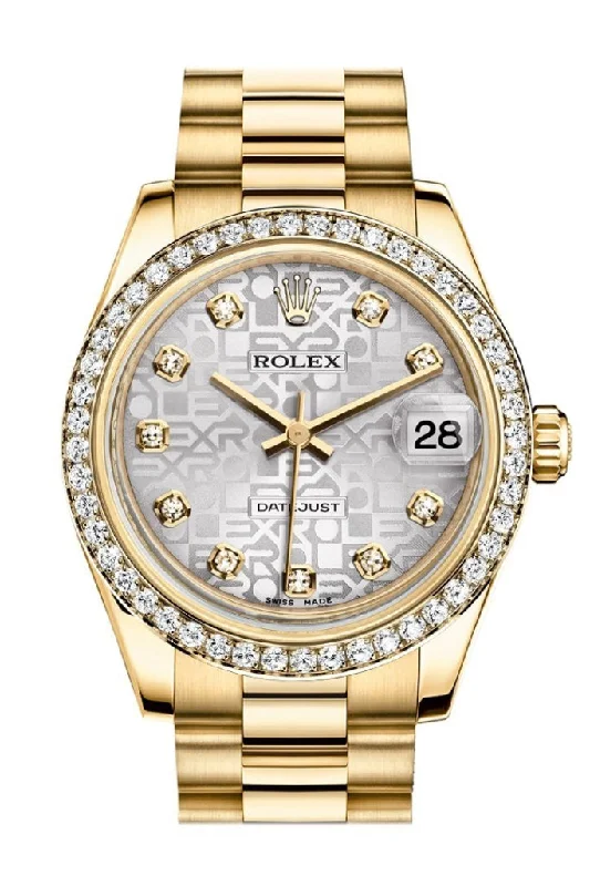 Shop Rare and Exclusive Rolex Watches –Rolex Datejust 31 Silver Jubilee Diamond Dial Diamond Bezel 18K Yellow Gold President Ladies Watch 178288 Pre-owned