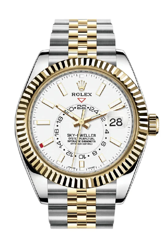 Find Rare Rolex Models Online –Rolex Sky Dweller White Dial 18K Yellow Gold Bezel Two Tone Jubilee  Men's Watch 326933