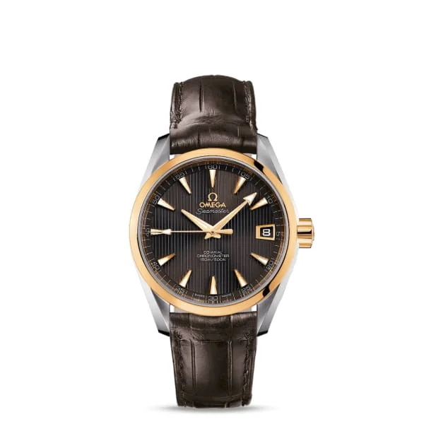 Discover Omega Watches for Investment and Style –Omega Seamaster 39mm Watch - Ref: 231.23.39.21.06.002 - Grey Index Dial & 18K Yellow Gold Bezel, Brown Leather Strap