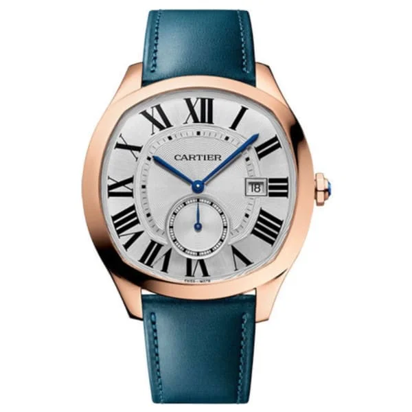 Explore Cartier Watches for the True Connoisseur –Cartier Drive de Cartier 40mm Watch - Ref: WGNM0022 - Silver Roman Dial in 18K Rose Gold Case, Blue Calfskin Strap