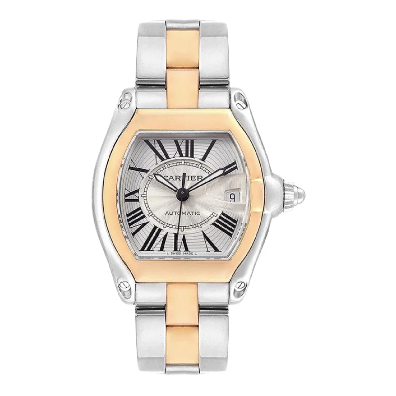 Discover Cartier Watches with Ultimate Craftsmanship –Cartier Roadster 44.3mm Watch - Ref: W62031Y4 - Silver Roman Dial, Two Tone Stainless Steel & 18K Yellow Gold Bracelet