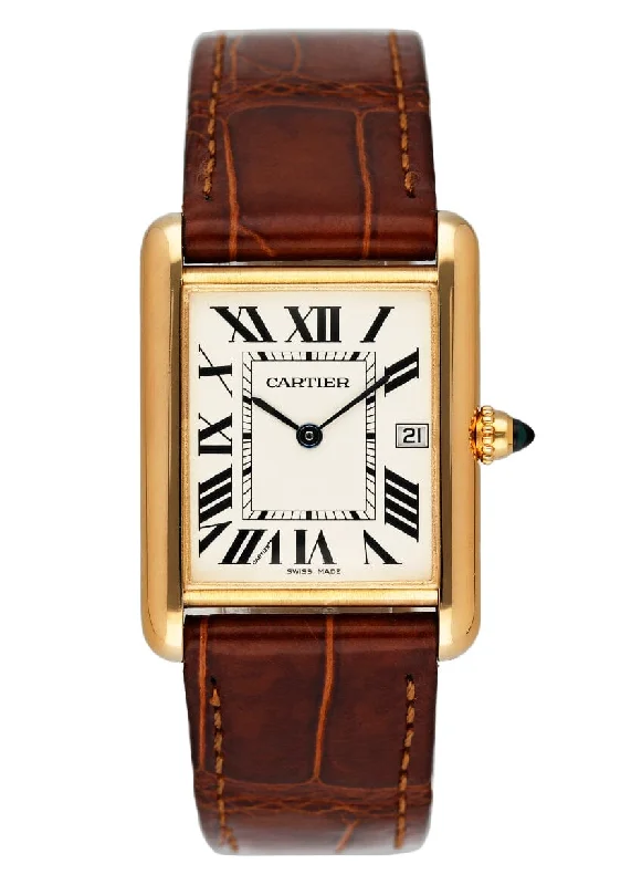 Discover Iconic Cartier Timepieces –Cartier Tank Louis W1529756 18K Yellow Gold Mens Watch Box Papers